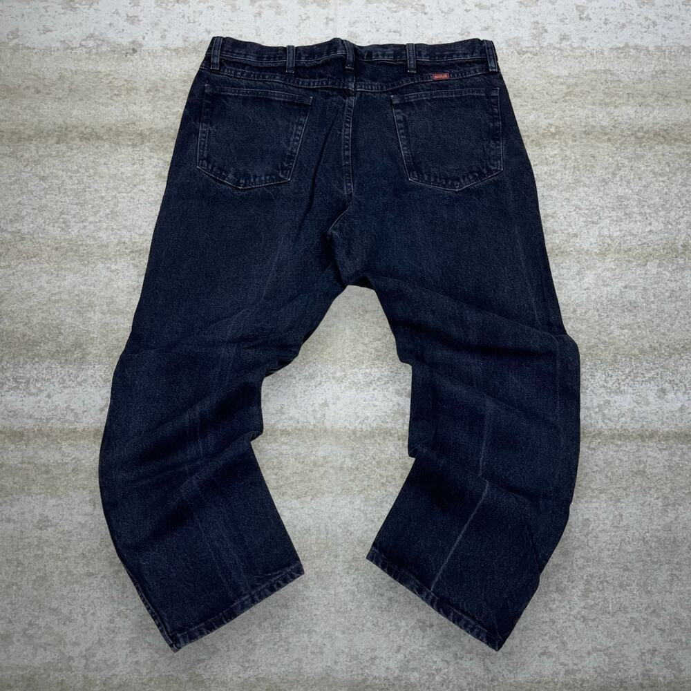 Vintage Y2K Rustler Work Jeans 38x29 Straight Fit Jet Black Denim Red Label